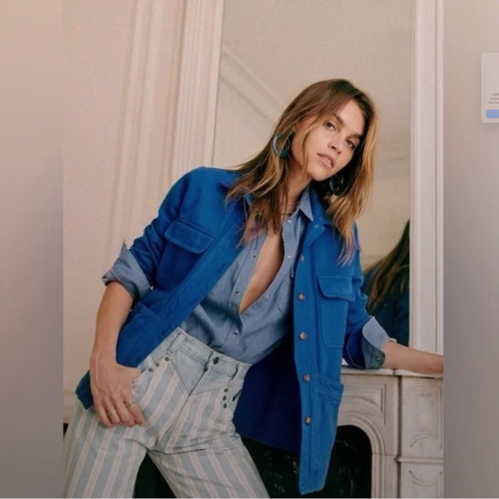Sezane Willa Denim Chore Jacket size Small